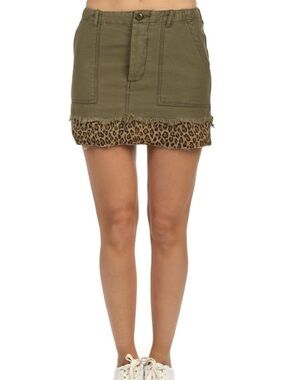 R13 Fatigue Olive Leopard Cargo Mini Skirt Size 30